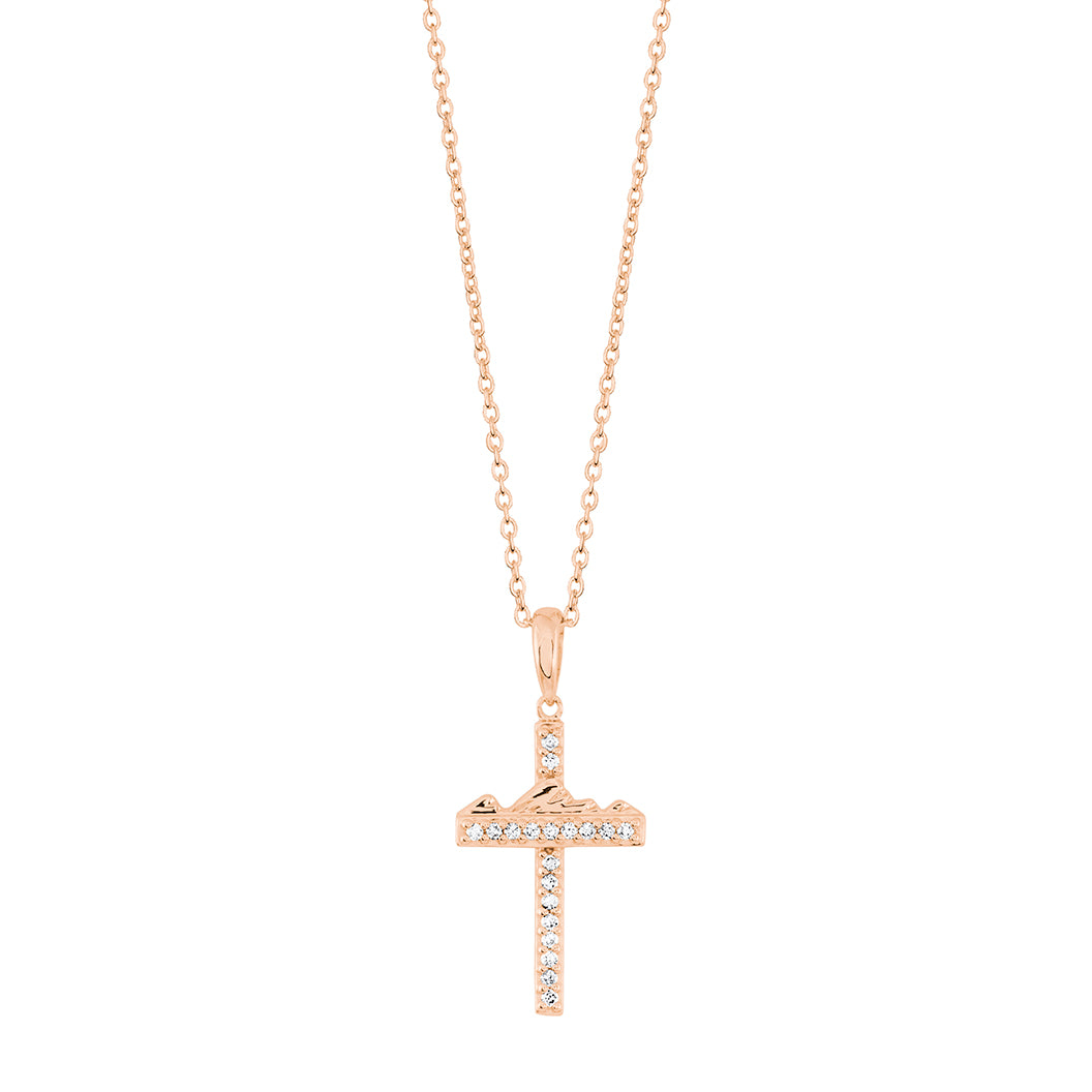 Teton Cross Set in 18K Gold & Diamond Pave Necklace - Jackson Hole Jewelry Company