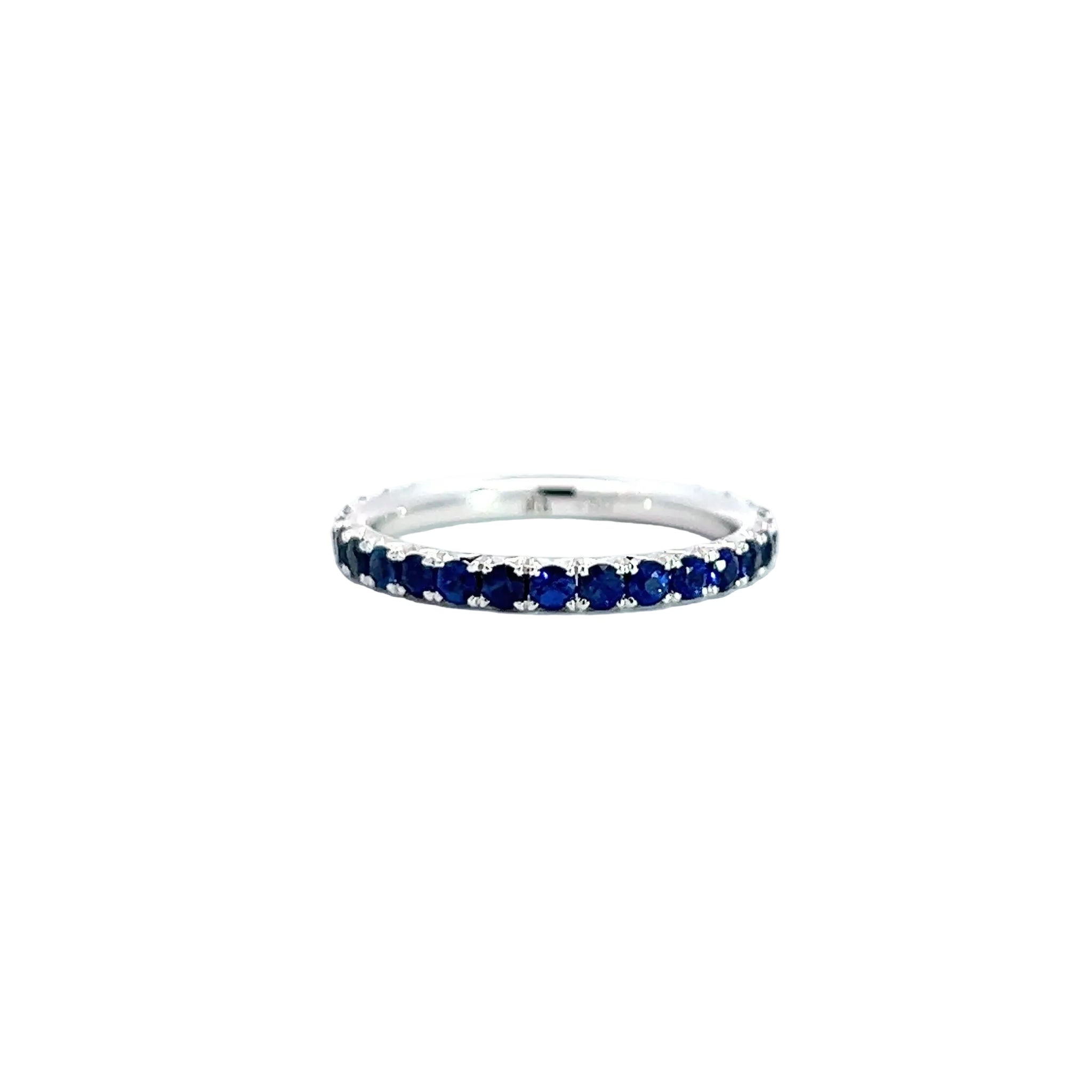 LUXE EDITION: 18 Karat French Cut Snake River Sapphire Pavé Eternity Band - Jackson Hole Jewelry Company