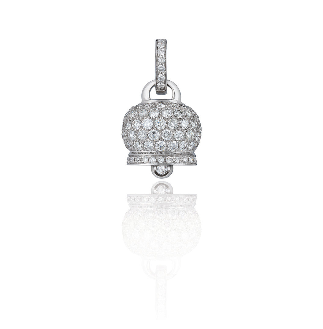 Chantecler Campanella Charm 18KT White Gold & Pave Diamonds - Jackson Hole Jewelry Company
