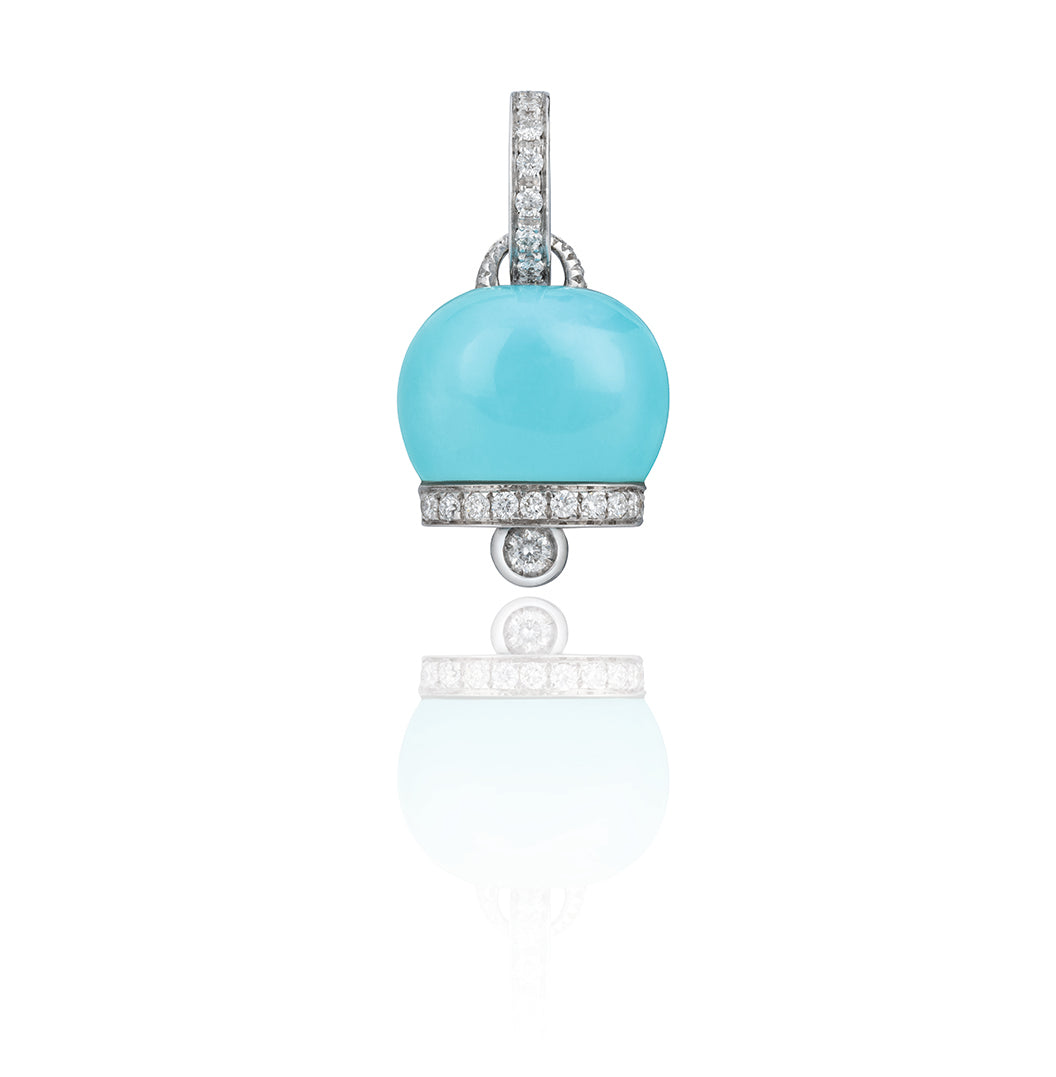 Chantecler Campanelle Charm 18K Gold, Diamonds & Turquoise - Jackson Hole Jewelry Company