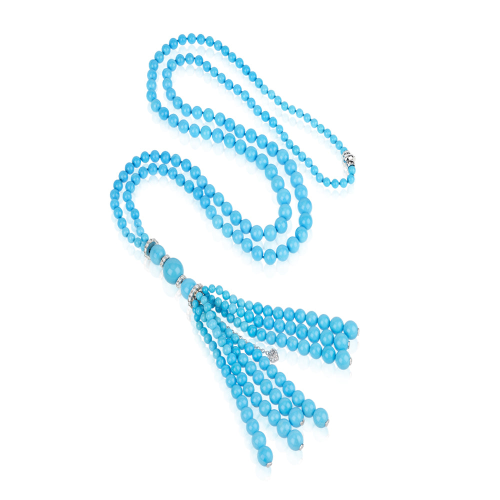 Chantecler Cherie Sautoir 18K White Gold, Diamonds & Turquoise - Jackson Hole Jewelry Company