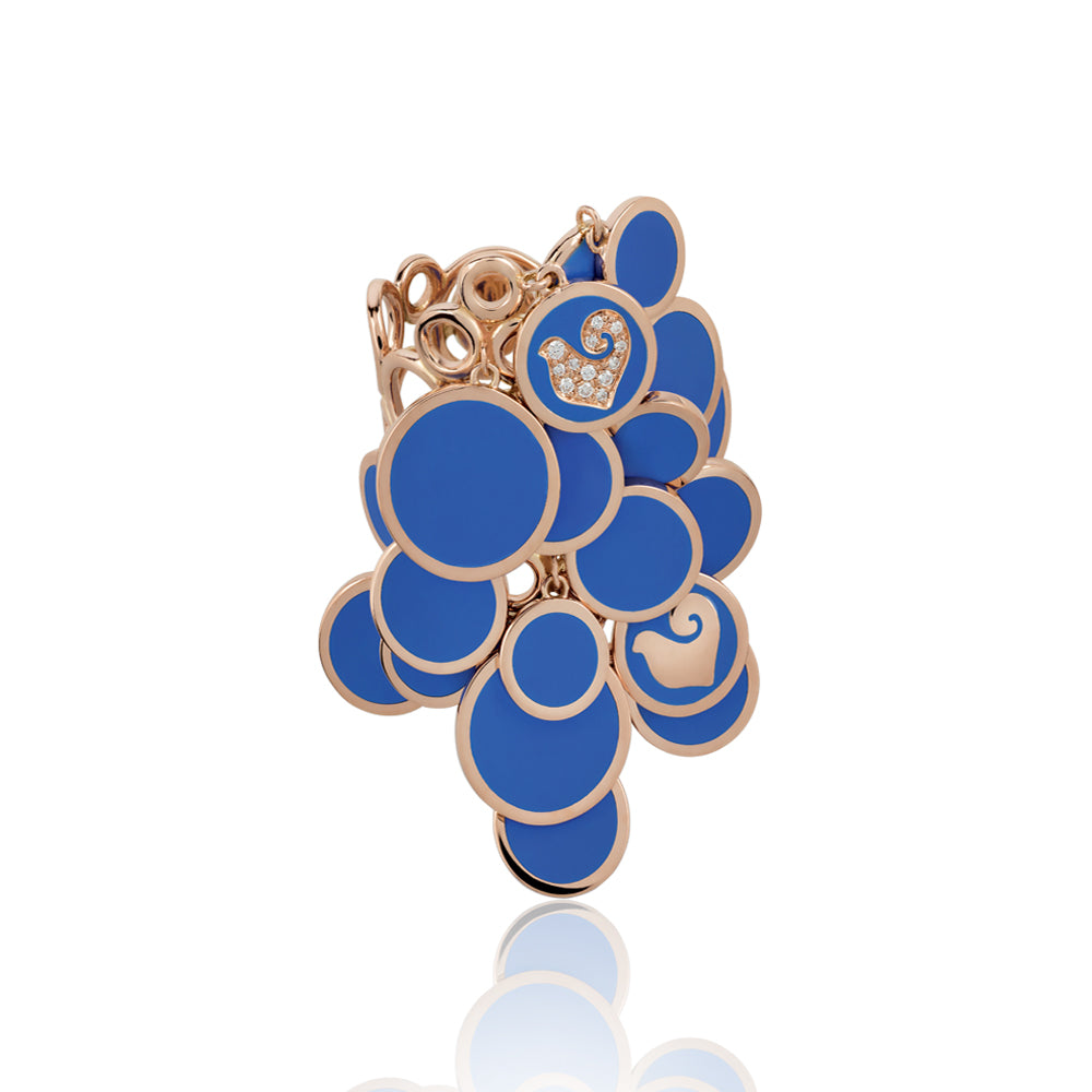 Chantecler Pailettes 18K Pink Gold, Diamonds & Capri Blue Enamel Ring - Jackson Hole Jewelry Company