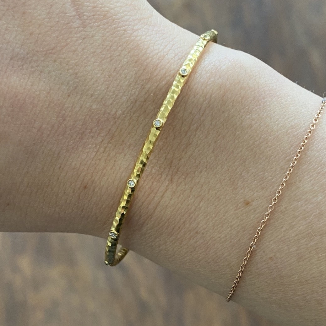 14k Marika Desert Gold Stackable Cuff with Bezeled Diamonds - Jackson Hole Jewelry Company