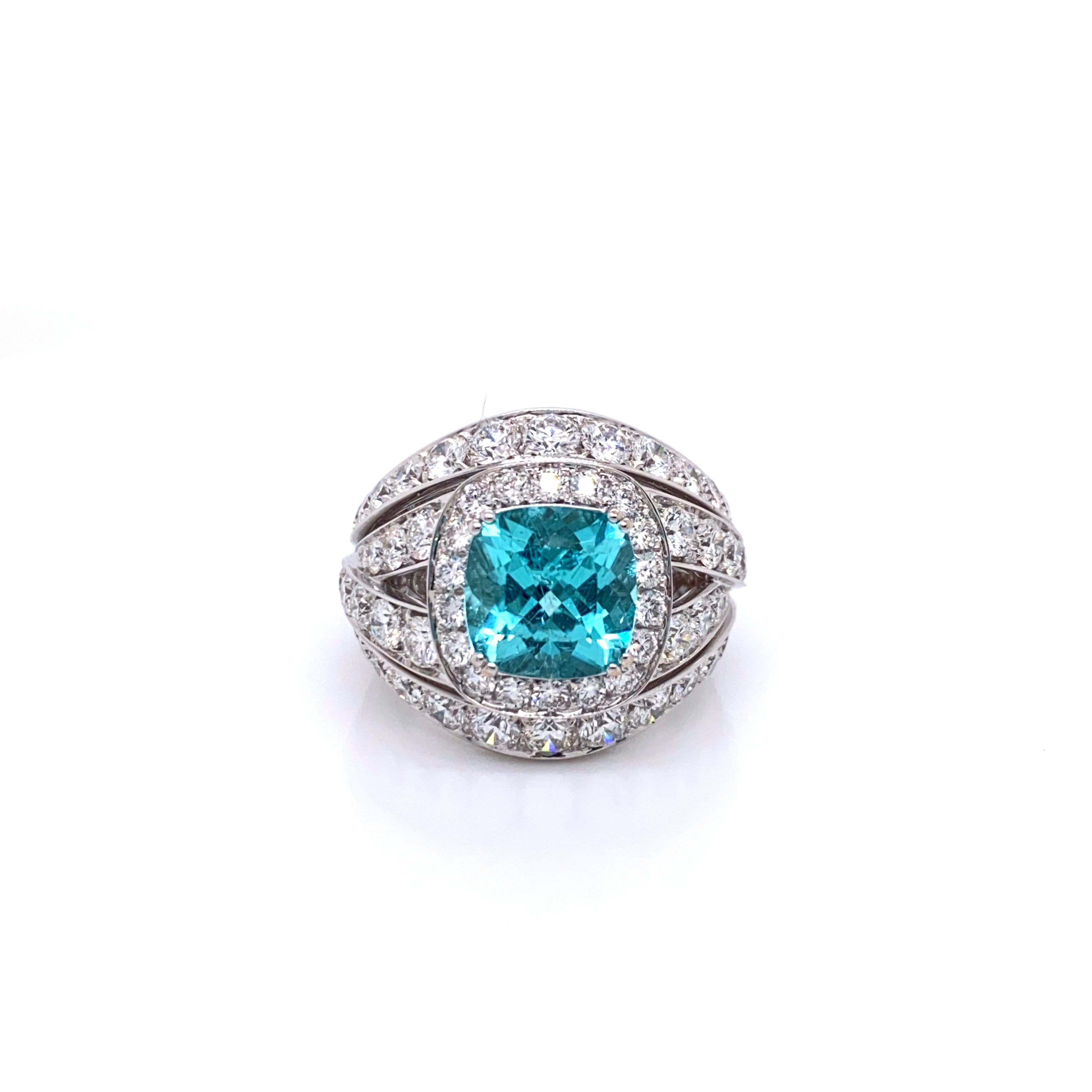 Picchiotti Cushion Cut Paraiba Tourmaline and Diamond Ring - Jackson Hole Jewelry Company