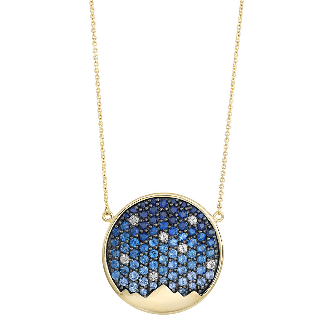 St. Jude Moonlight on the Mountains 18 Karat Sapphire Pavé Necklace - Jackson Hole Jewelry Company