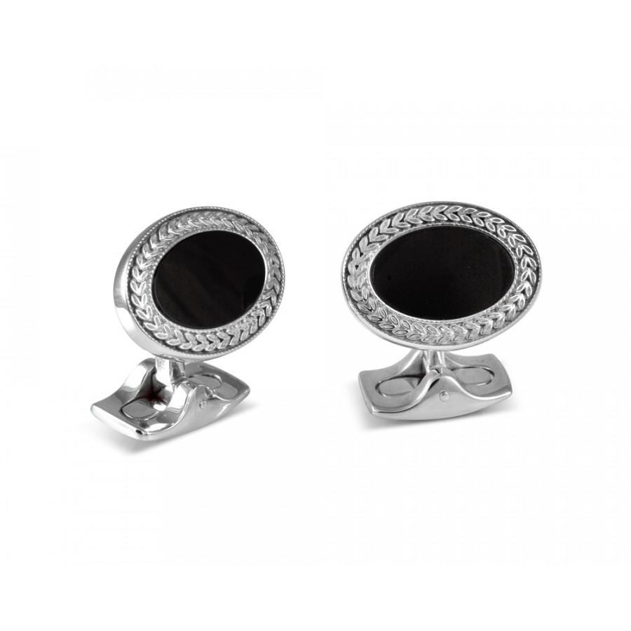 D&F Oval Cufflinks with Onyx - Jackson Hole Jewelry Company