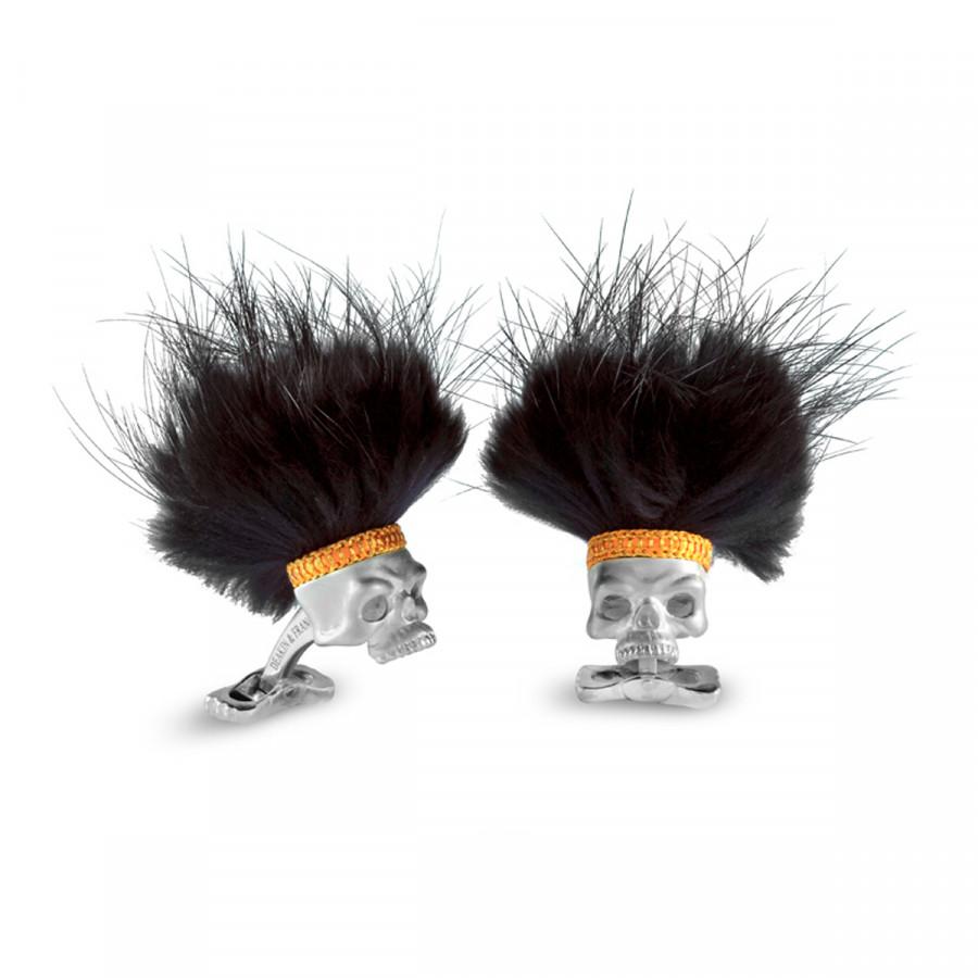 D&F Sterling Silver Savage Skull Cufflinks - Jackson Hole Jewelry Company