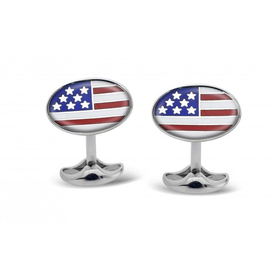 D&F Sterling Silver USA Enamel Cufflinks - Jackson Hole Jewelry Company