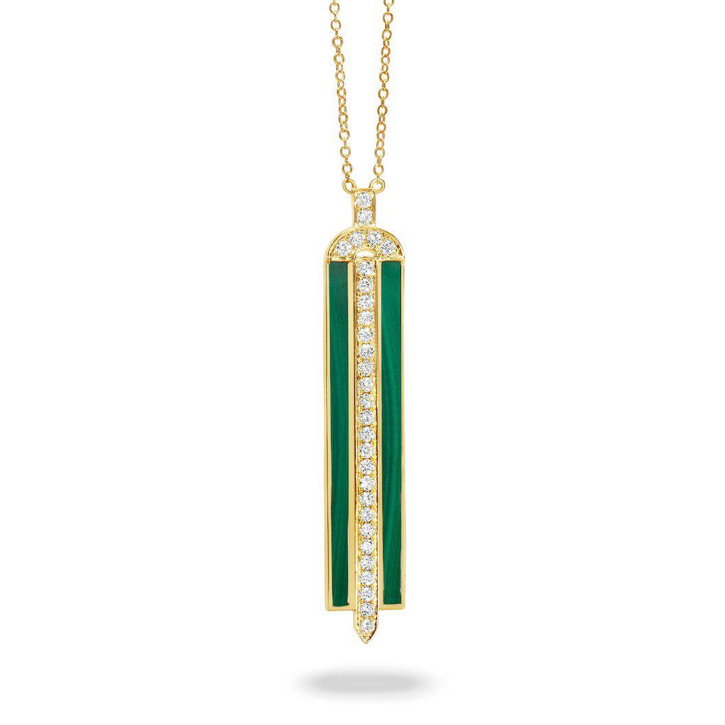 Doves 18K Yellow Gold Malachite Drop Necklace - Jackson Hole Jewelry Company