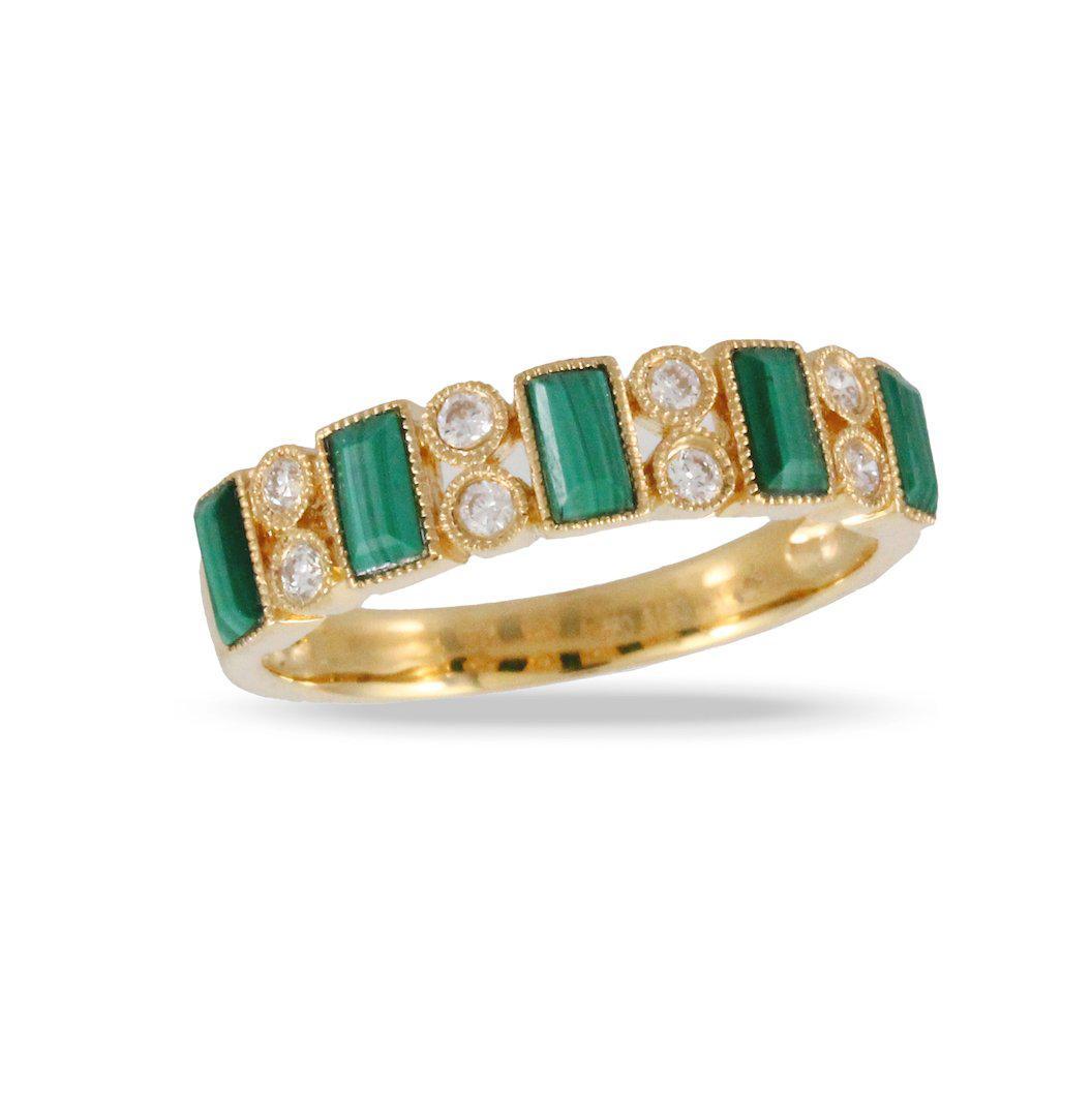 Doves 18K Yellow Gold Malachite Flat Band - Jackson Hole Jewelry Company