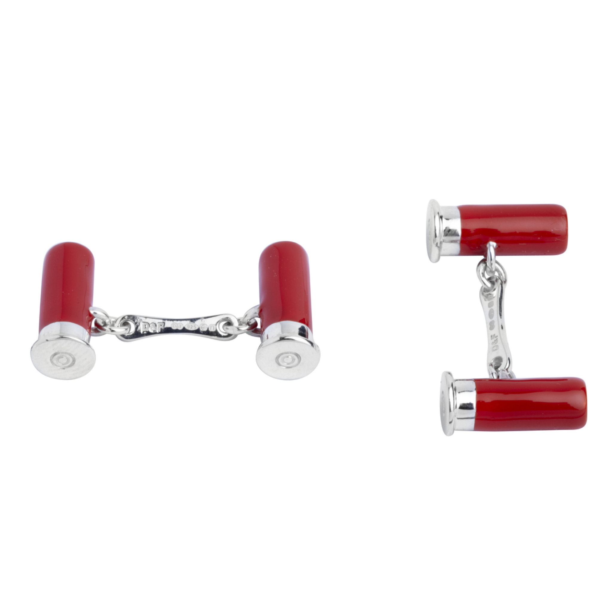 D&F Red Shotgun Cartridge Cufflinks in .925 Sterling Silver - Jackson Hole Jewelry Company