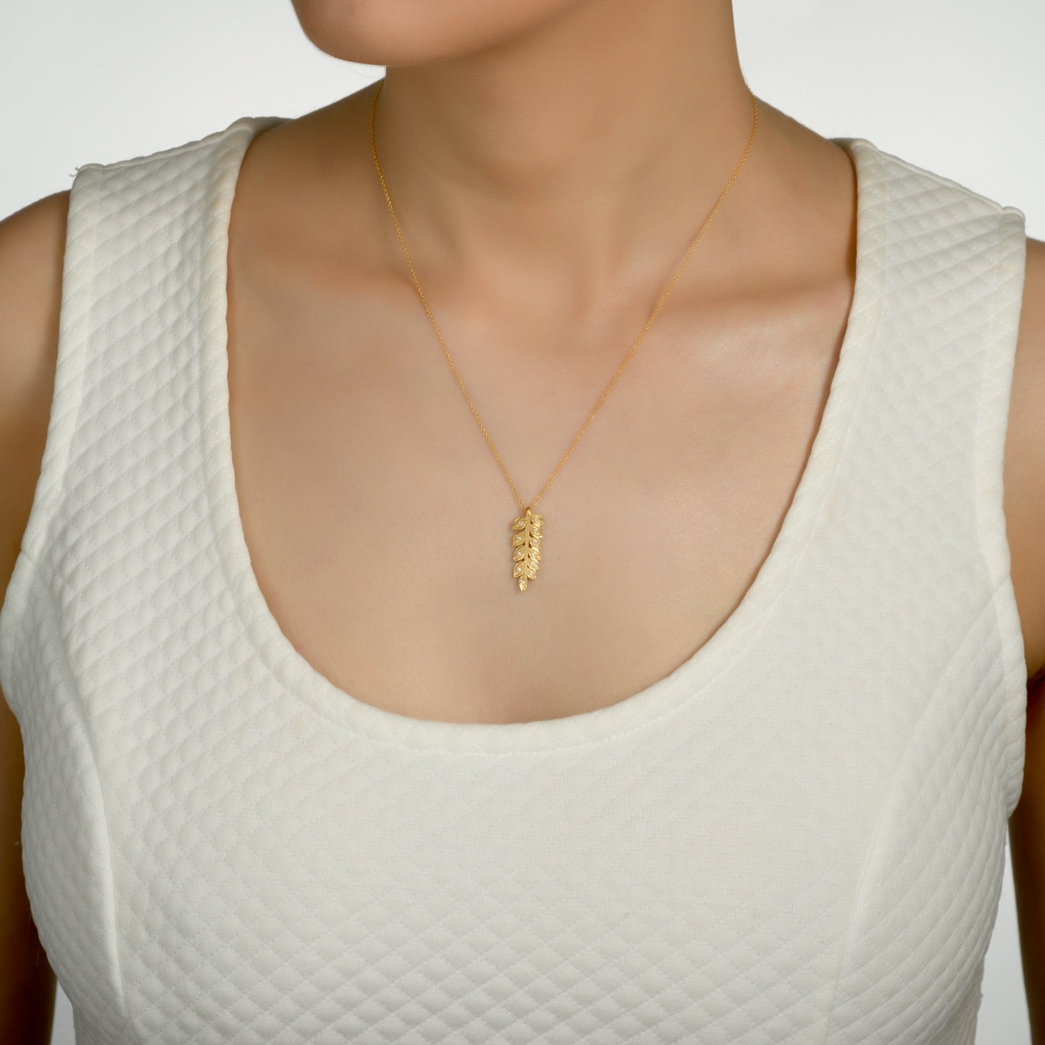 14k Marika Desert Gold Wheat Necklace with Diamonds - Jackson Hole Jewelry Company