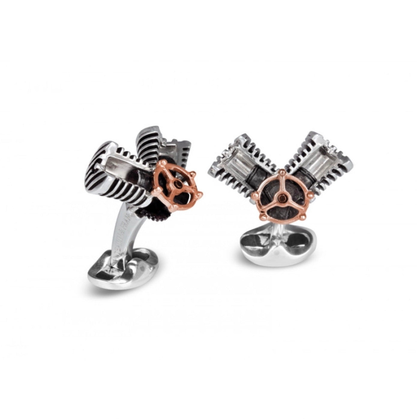 D&F Piston Cufflinks in Rose Gold Plated .925 Sterling Silver - Jackson Hole Jewelry Company