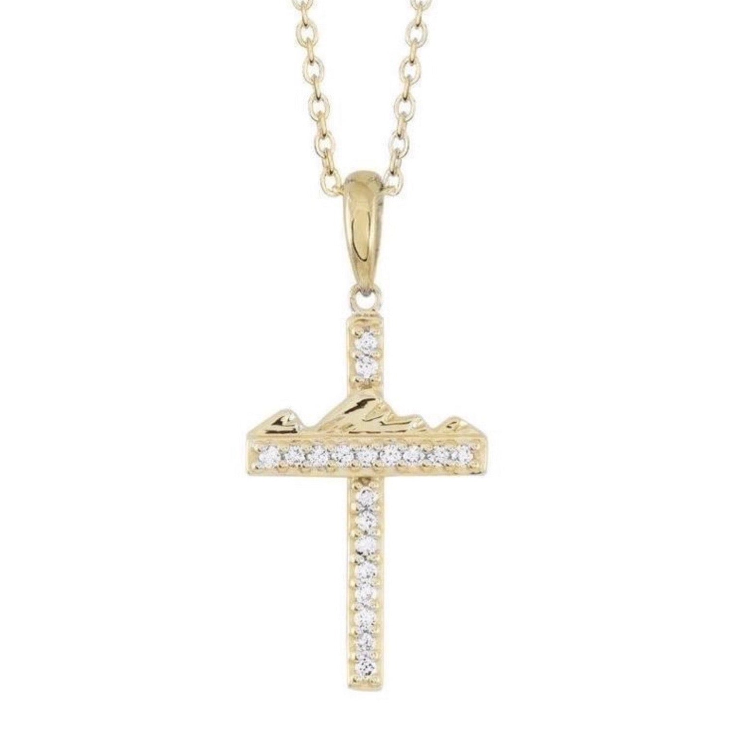 Teton Cross Set in 18K Gold & Diamond Pave Necklace - Jackson Hole Jewelry Company