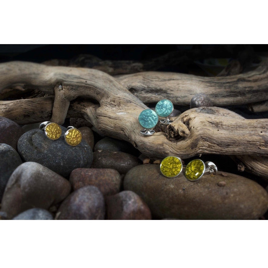 D&F Summer Haze Dome Cufflinks With Silver Enamel in .925 Sterling Silver - Jackson Hole Jewelry Company