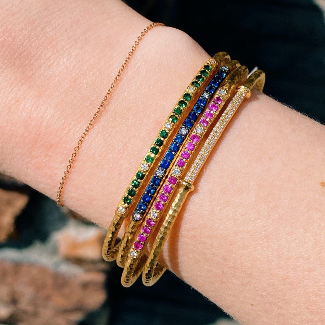 14k Marika Desert Gold Stackable Cuff with Pavé Diamonds - Jackson Hole Jewelry Company