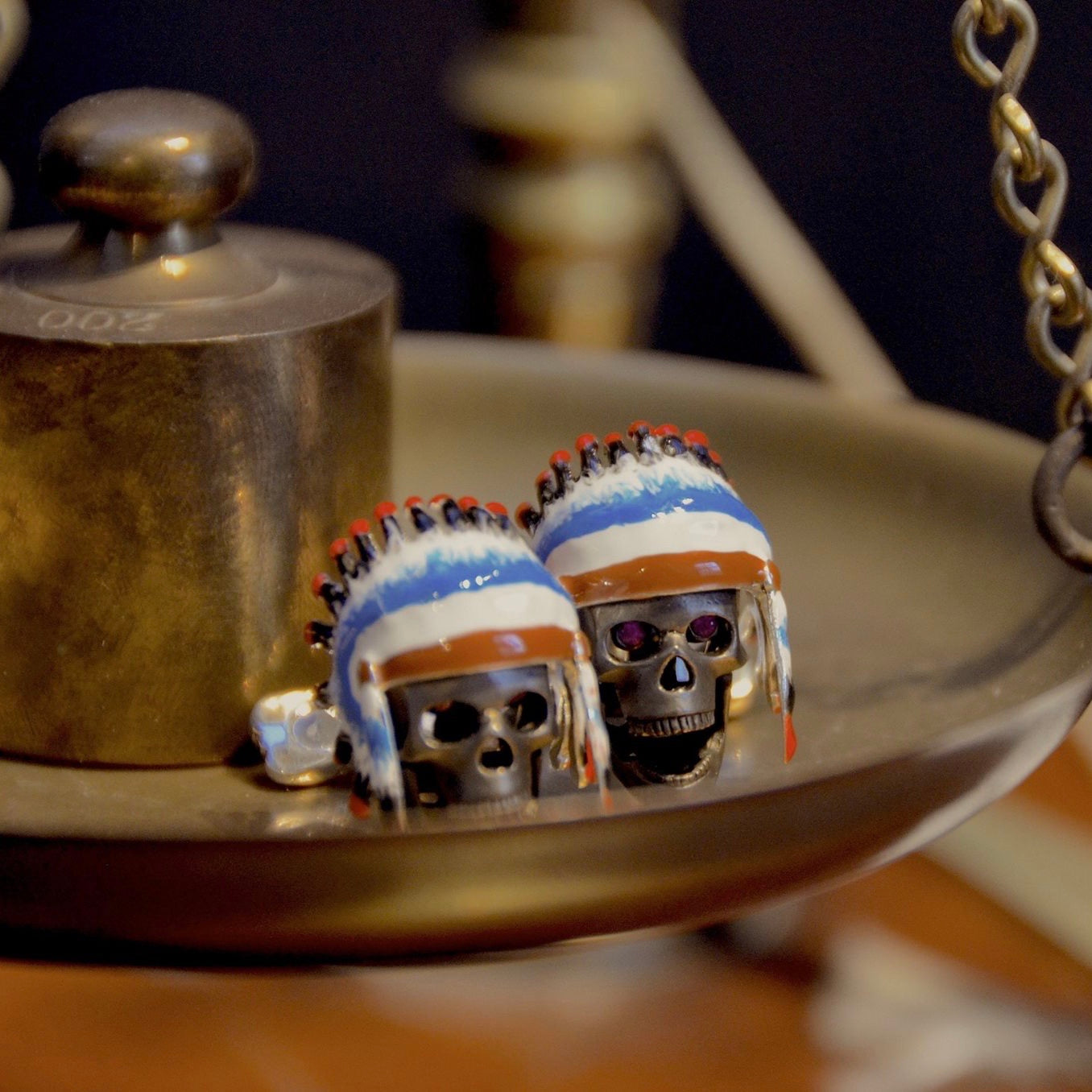 D&F Sterling Silver Native American Skull Cufflinks - Jackson Hole Jewelry Company