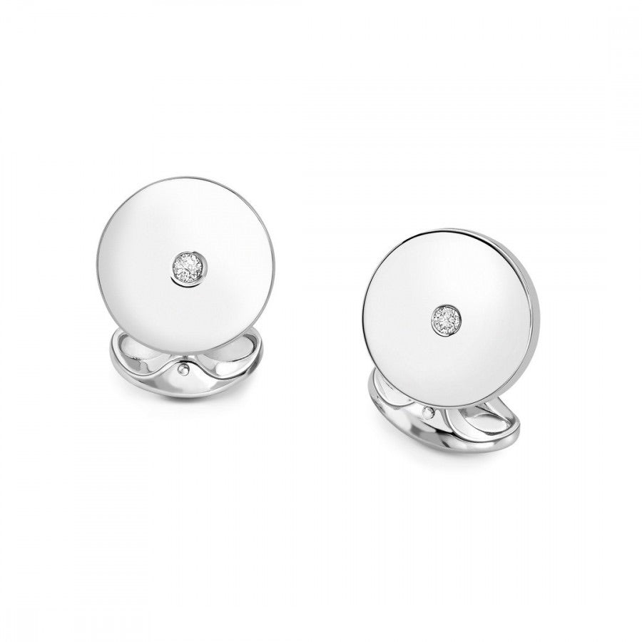D&F Bezel Set Diamond Cufflinks in .925 Sterling Silver - Jackson Hole Jewelry Company