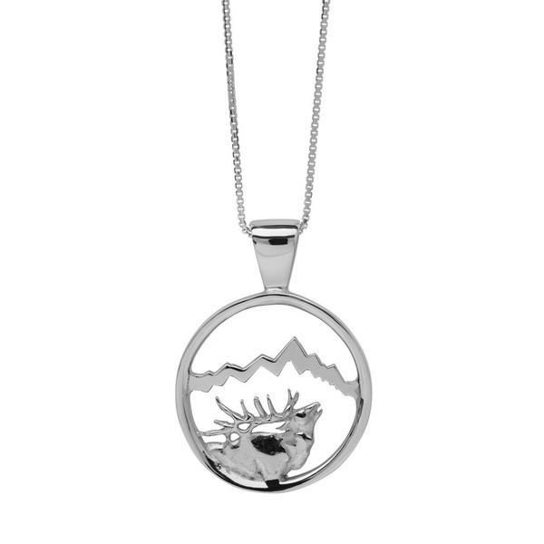 Large Silver Elk Signature Teton Cutout Pendant - Jackson Hole Jewelry Company