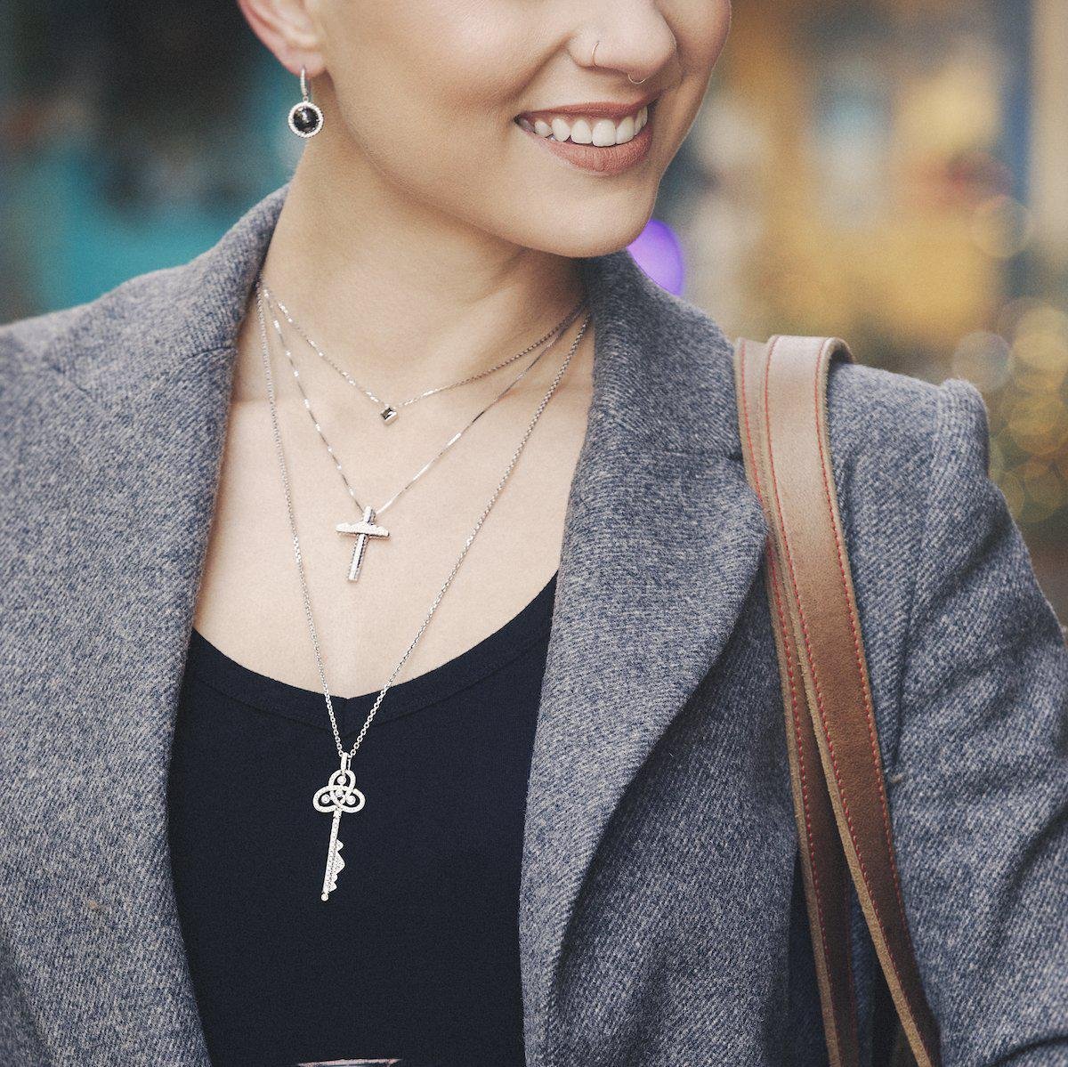 Large Teton Cross 18K White Gold Diamond Pave - Jackson Hole Jewelry Company