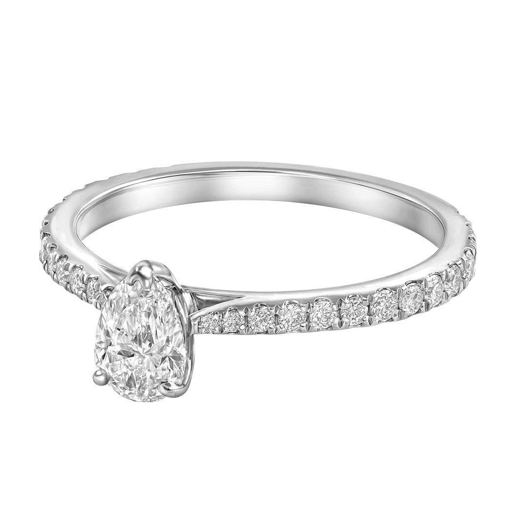 Le PeTeton Pear French Cut Engagement Solitaire Ring Set - Jackson Hole Jewelry Company