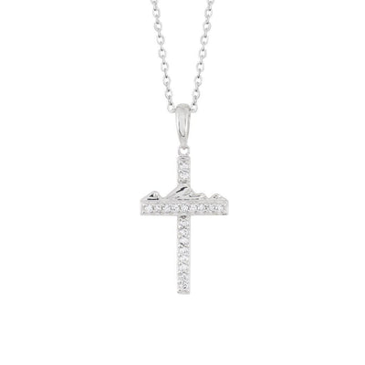 Teton Cross Set in 18K Gold & Diamond Pave Necklace - Jackson Hole Jewelry Company