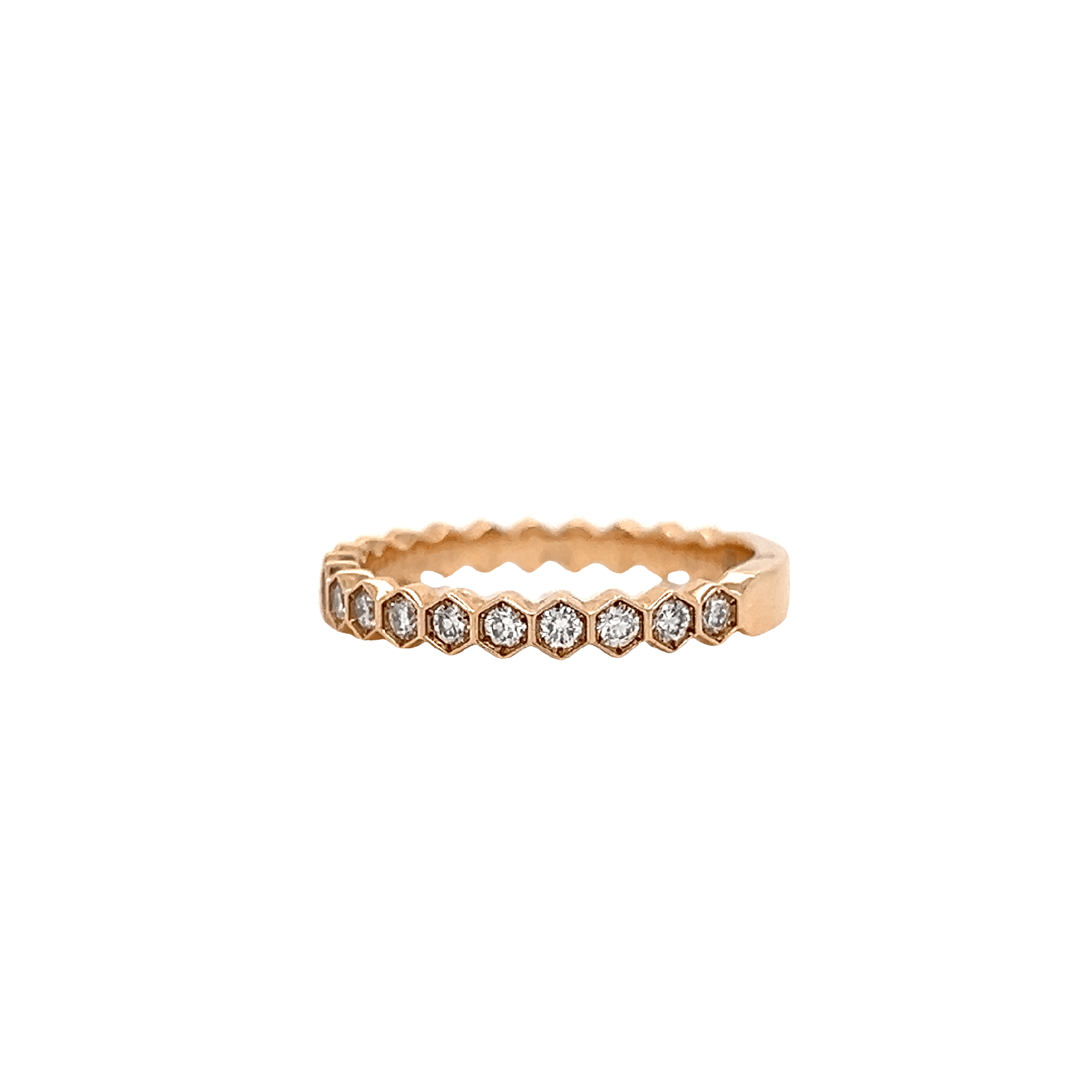 18K ROSE GOLD HEXAGON HONEYCOMB 3/4 DIAMOND RING - Jackson Hole Jewelry Company