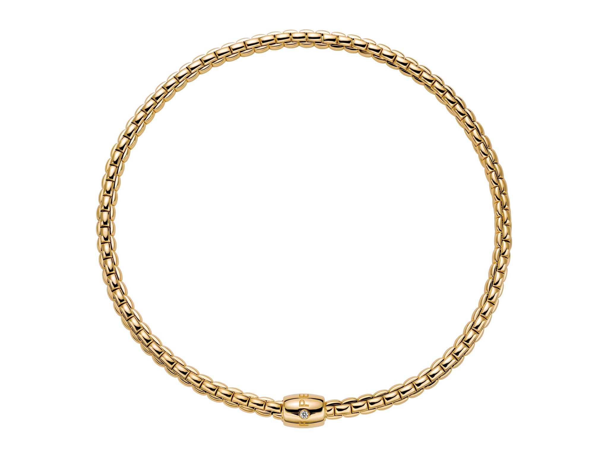 FOPE EKA 18K Gold Flex'it Necklace with Ornamental Clasp and a White Diamond - 0.05 carats - Jackson Hole Jewelry Company