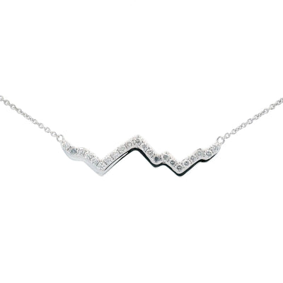 LUXE EDITION: 14K White Gold Teton Outline Necklace With Diamonds - Jackson Hole Jewelry Company
