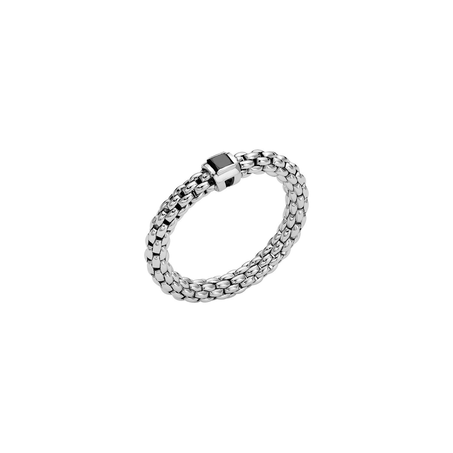 FOPE SOULS 18K Gold Flex'it Ring with Single Black Diamond - 0.14 carats - Jackson Hole Jewelry Company