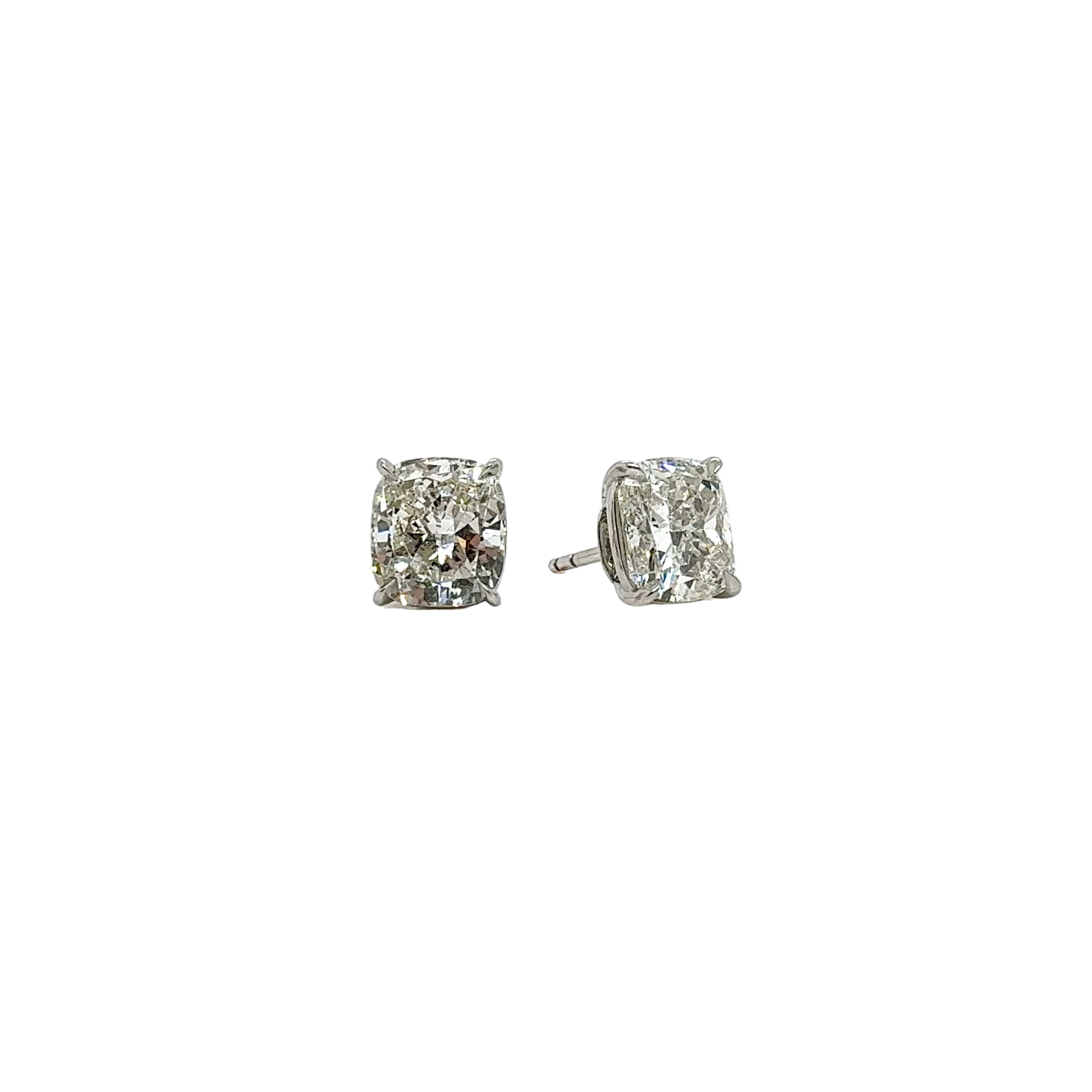 Platinum Cushion-Cut Diamond Stud Earrings - Jackson Hole Jewelry Company