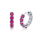 Ruby & Diamond Hoop Earrings in 18K White Gold - Jackson Hole Jewelry Company