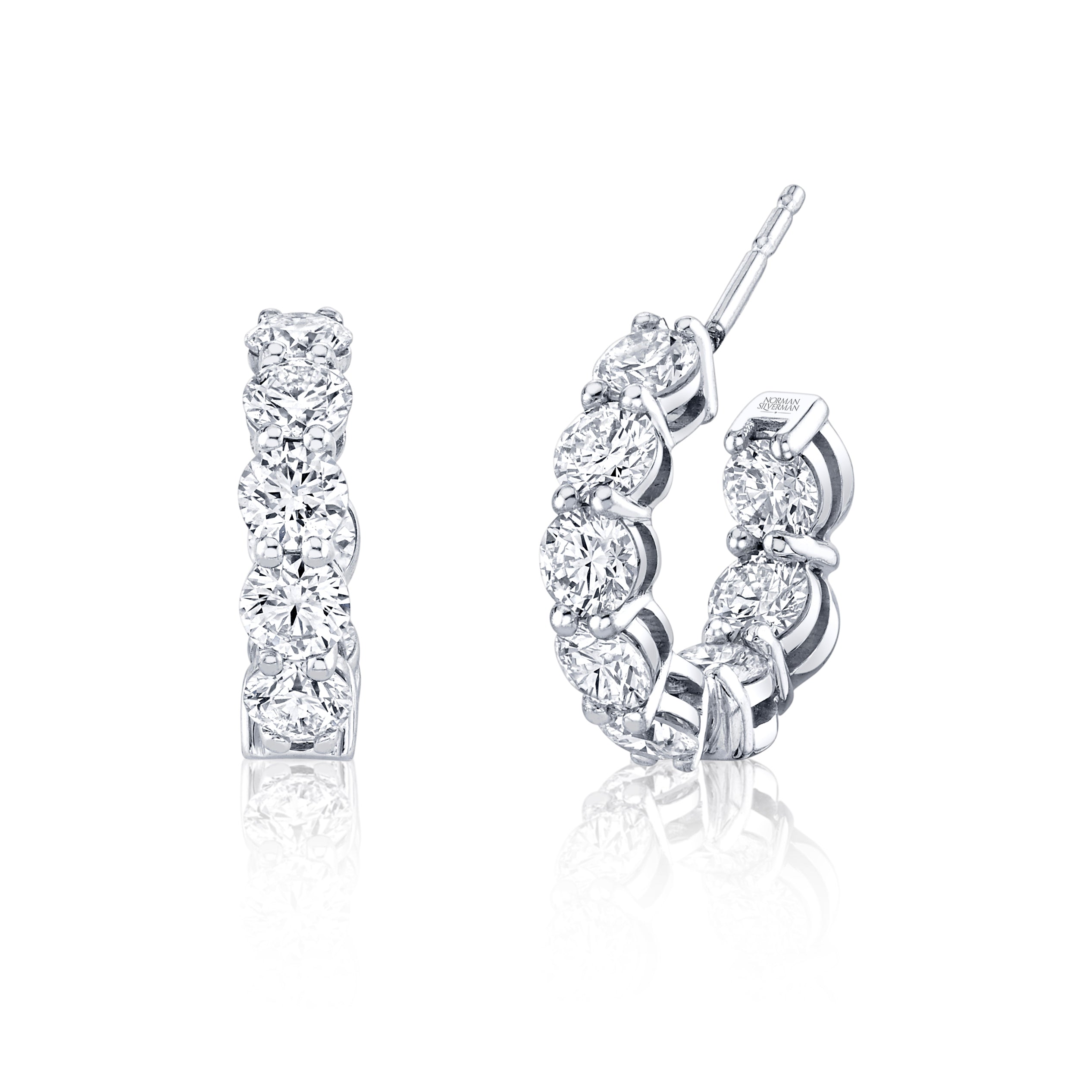 Round Brilliant Diamond Hoop Earrings in 18K White Gold - Jackson Hole Jewelry Company