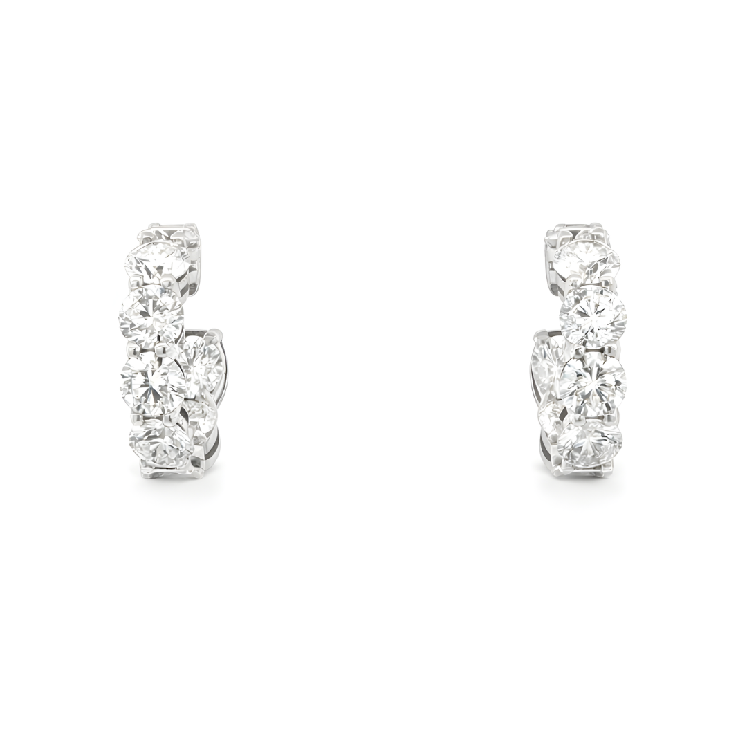 Round Brilliant Diamond Hoop Earrings in 18K White Gold 2.47 Cttw - Jackson Hole Jewelry Company
