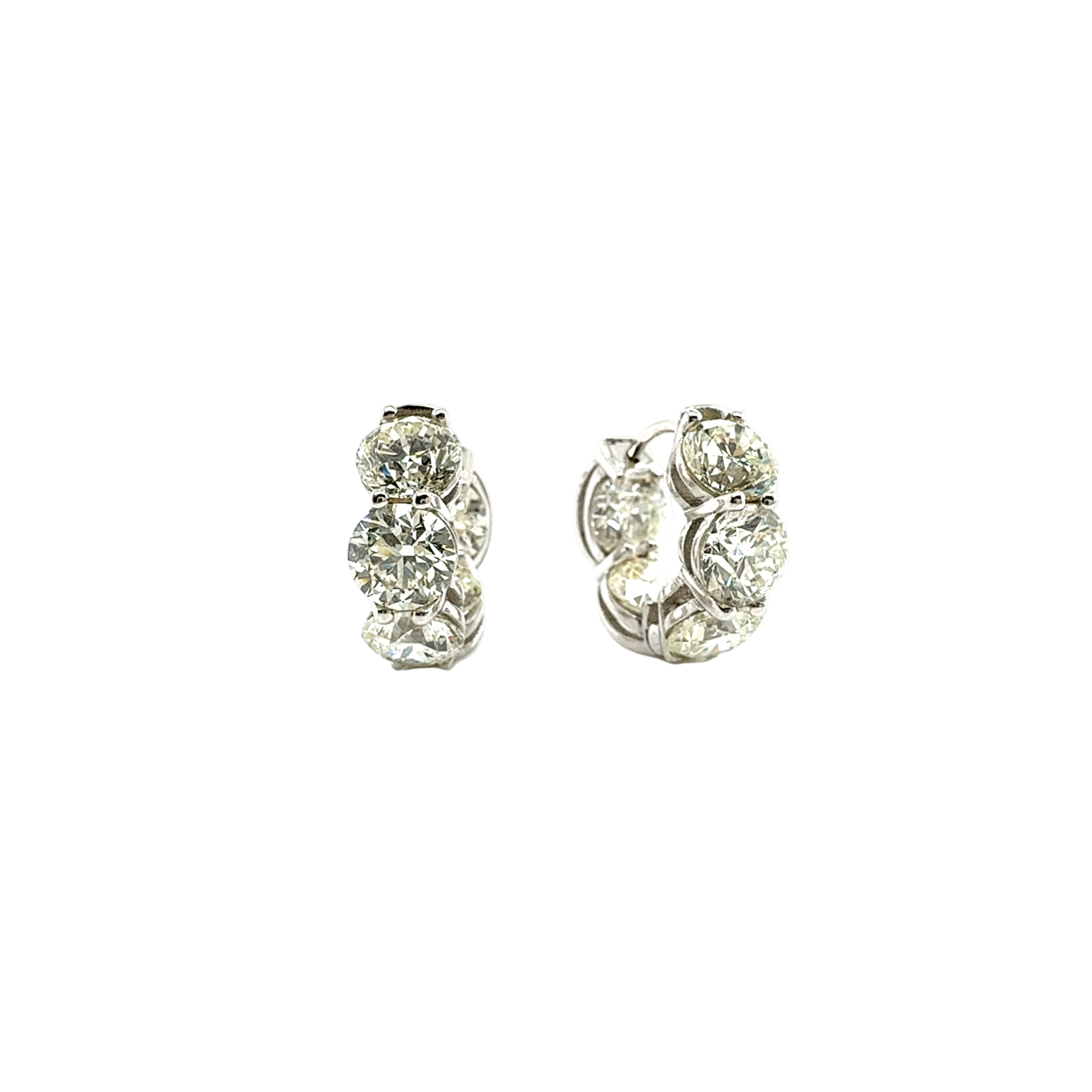 Hoop Earrings with Round White Diamonds in 18K White Gold - Jackson Hole Jewelry Company