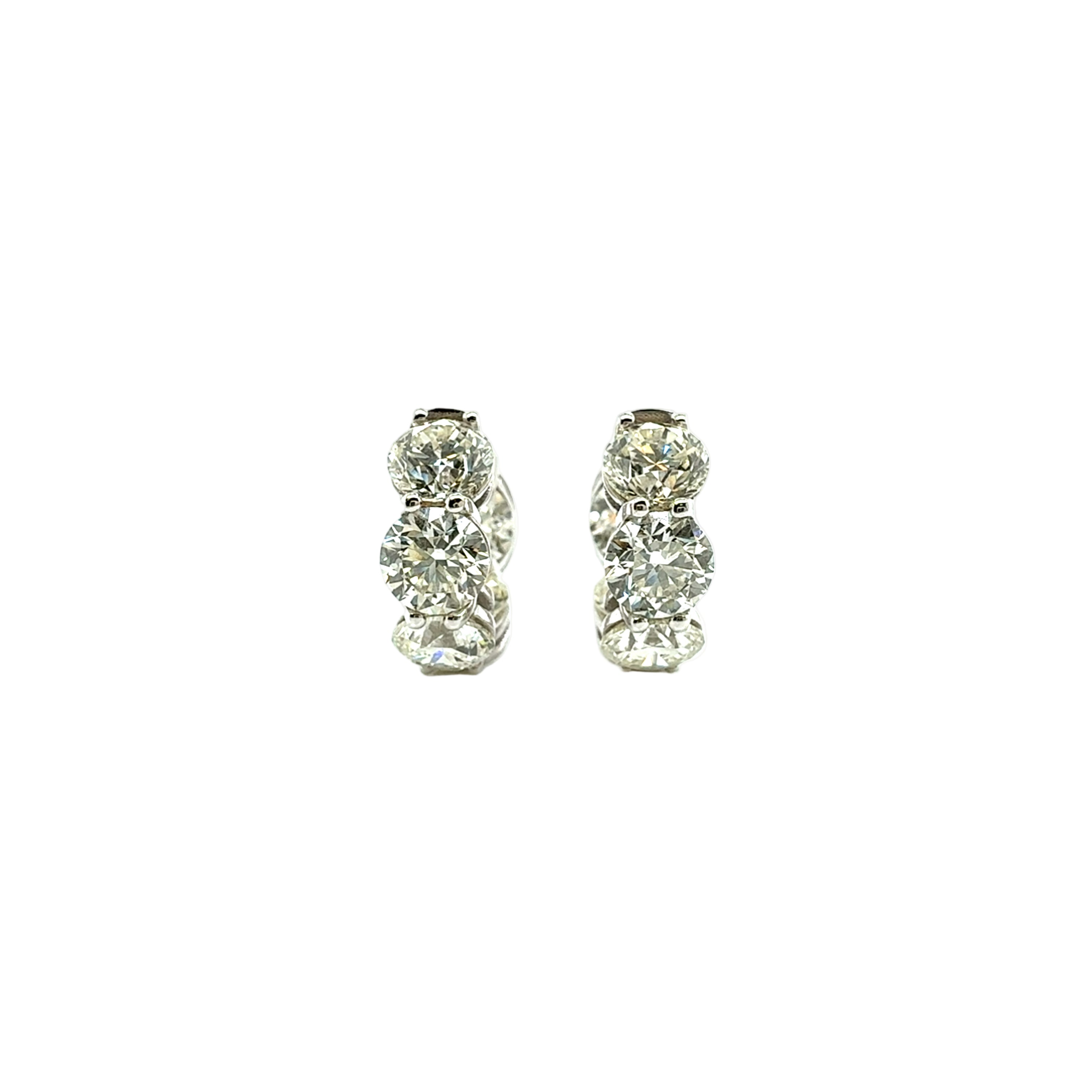 Hoop Earrings with Round White Diamonds in 18K White Gold - Jackson Hole Jewelry Company