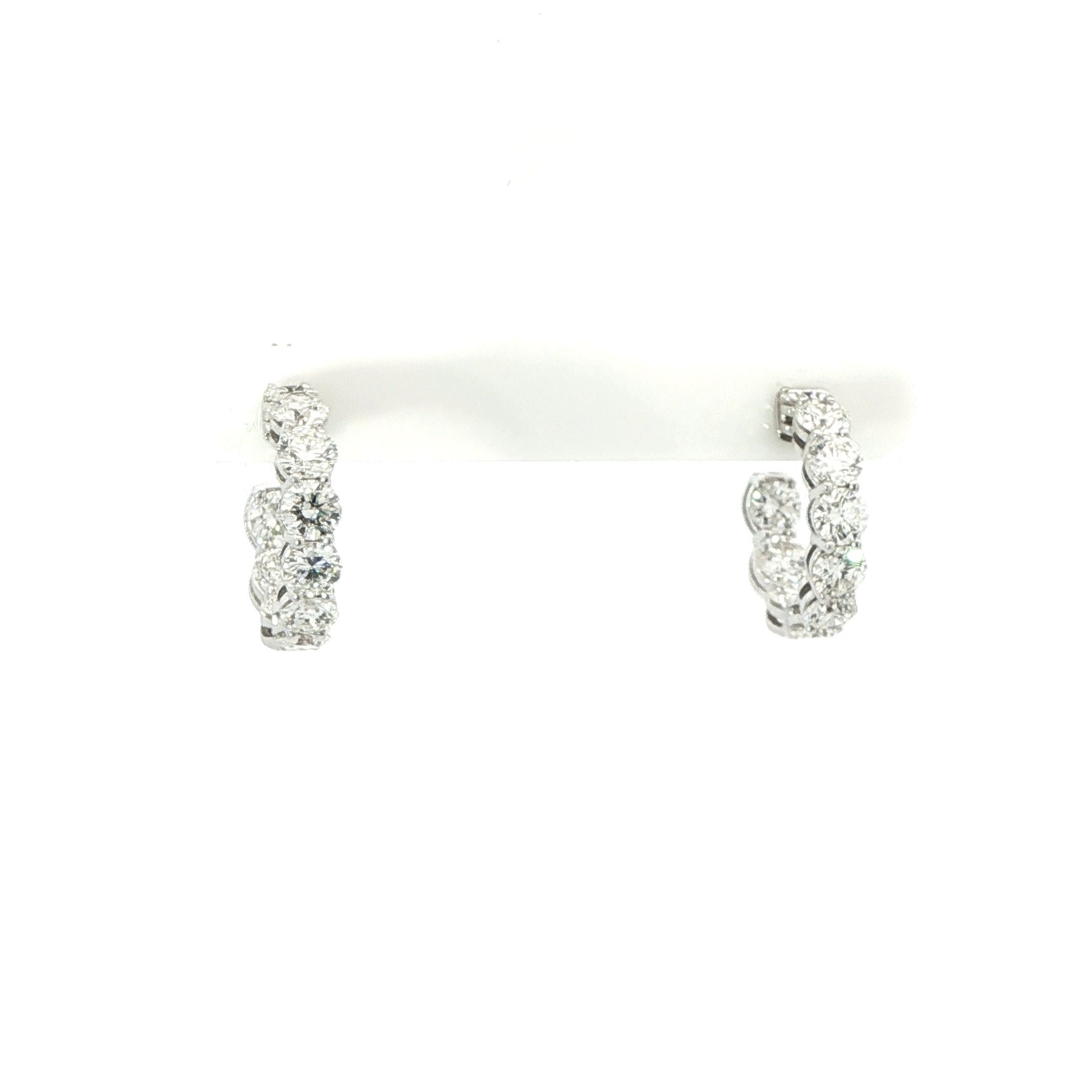 Round Brilliant Diamond Huggie Earrings - 18K White Gold - Jackson Hole Jewelry Company