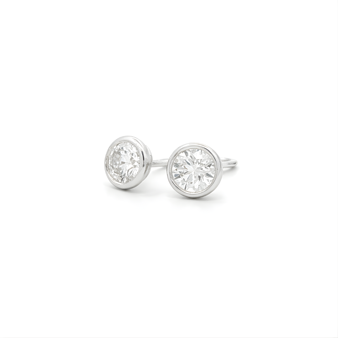 Gold Bezel Set Diamond Stud Earrings in 18K Gold - Jackson Hole Jewelry Company