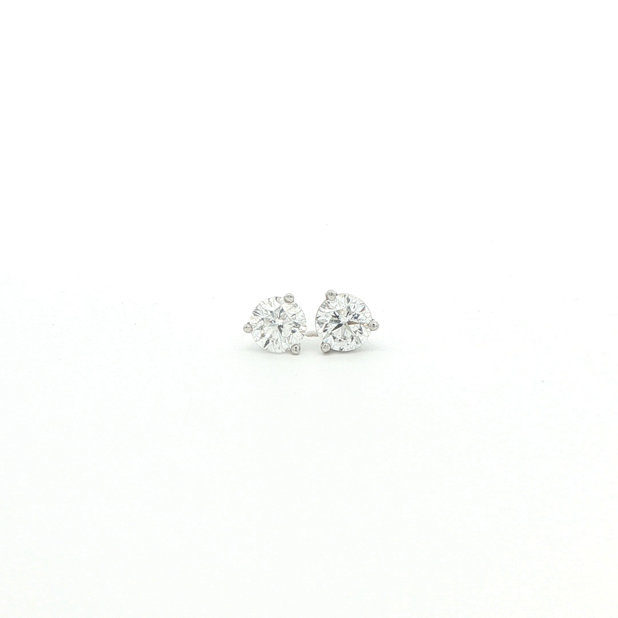 Round Brilliant Diamond Stud Earrings in 18K White Gold 0.93 Cttw - Jackson Hole Jewelry Company