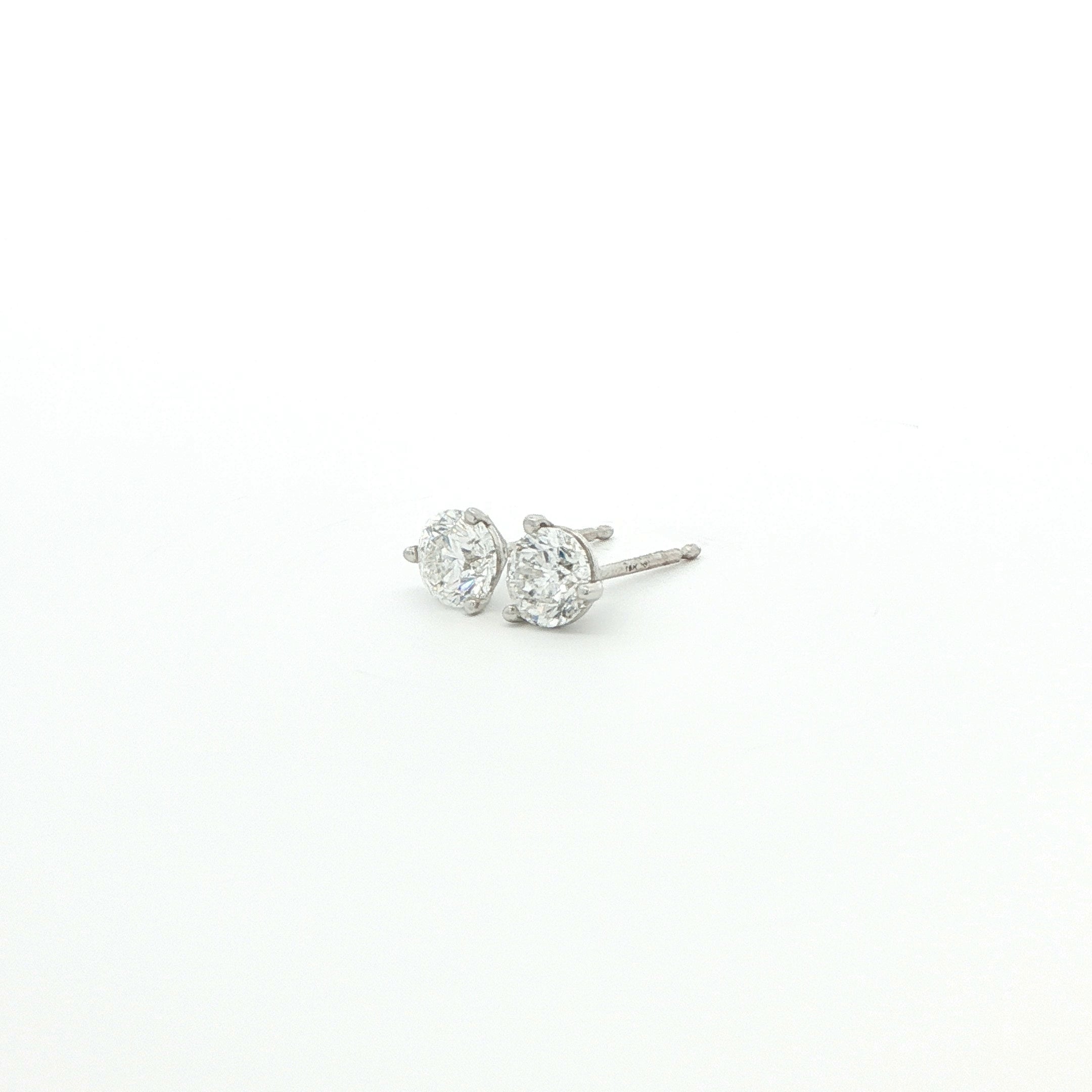 Round Brilliant Diamond Stud Earrings in 18K White Gold 0.93 Cttw - Jackson Hole Jewelry Company