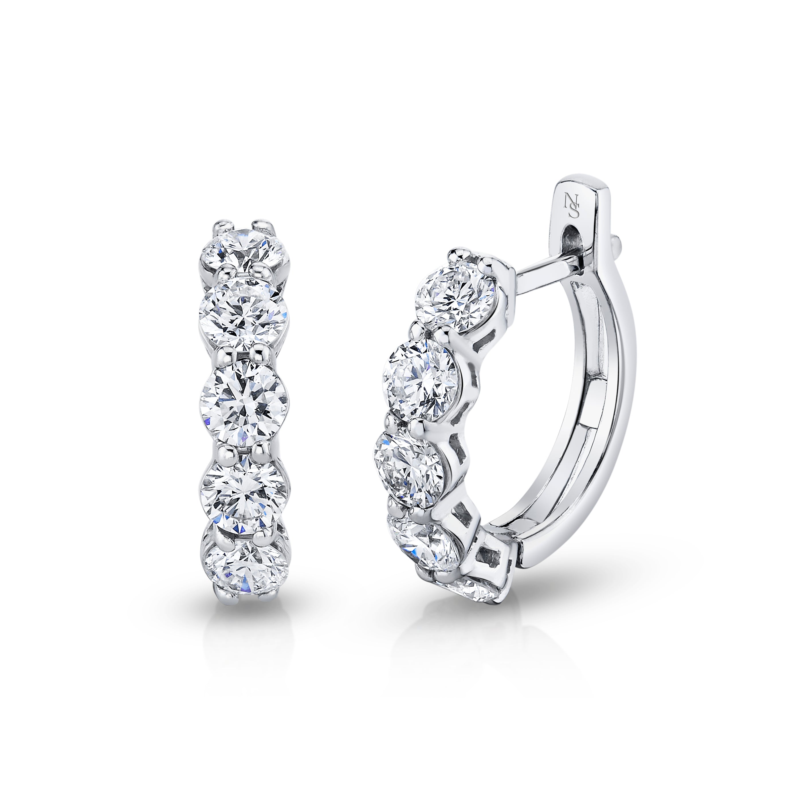 Round Brilliant Diamond Hoop Earrings in 14K White Gold - Jackson Hole Jewelry Company