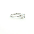 Round Brilliant Diamond Engagement Ring in Platinum with Pavé Band - Jackson Hole Jewelry Company