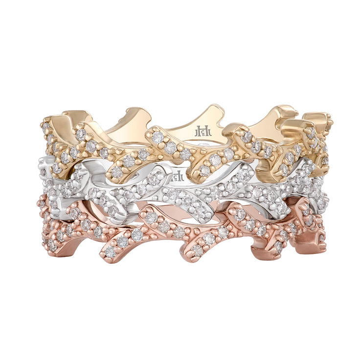 Diamond Antler Eternity Stacking Ring in 14K Gold