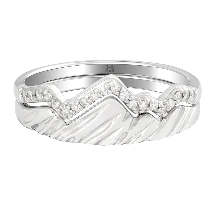 Limited Edition 18 Karat White Teton Stacking Rings™ (2 Ring Set) - Jackson Hole Jewelry Company