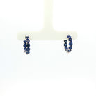 Blue Sapphire Hoop Earrings in 18K White Gold 3.03 Cttw - Jackson Hole Jewelry Company