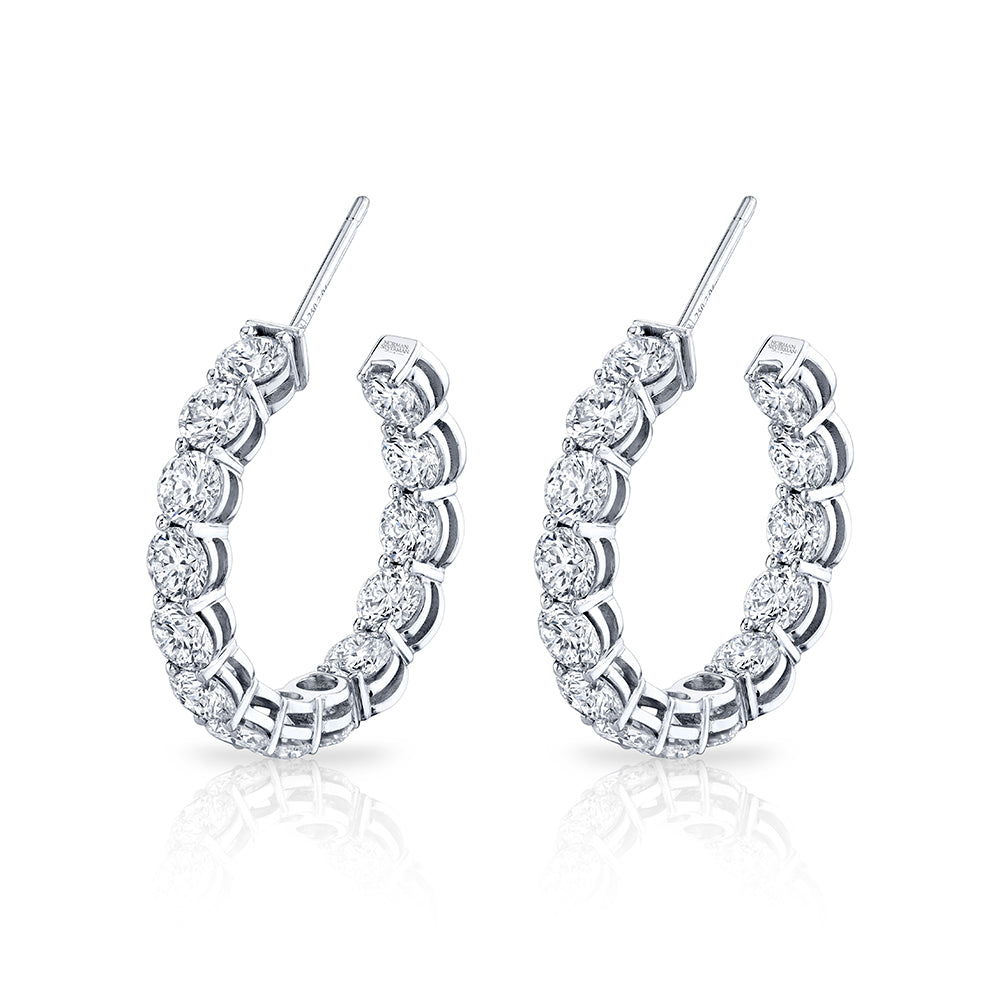 Round Brilliant Diamond Hoop Earrings in 18K White Gold - Jackson Hole Jewelry Company