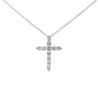 Round Brilliant Diamond Cross Pendant Necklace in 18K White Gold 1.62 Cttw - Jackson Hole Jewelry Company