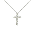 Round Brilliant Diamond Cross Pendant Necklace in 18K White Gold 1.62 Cttw - Jackson Hole Jewelry Company