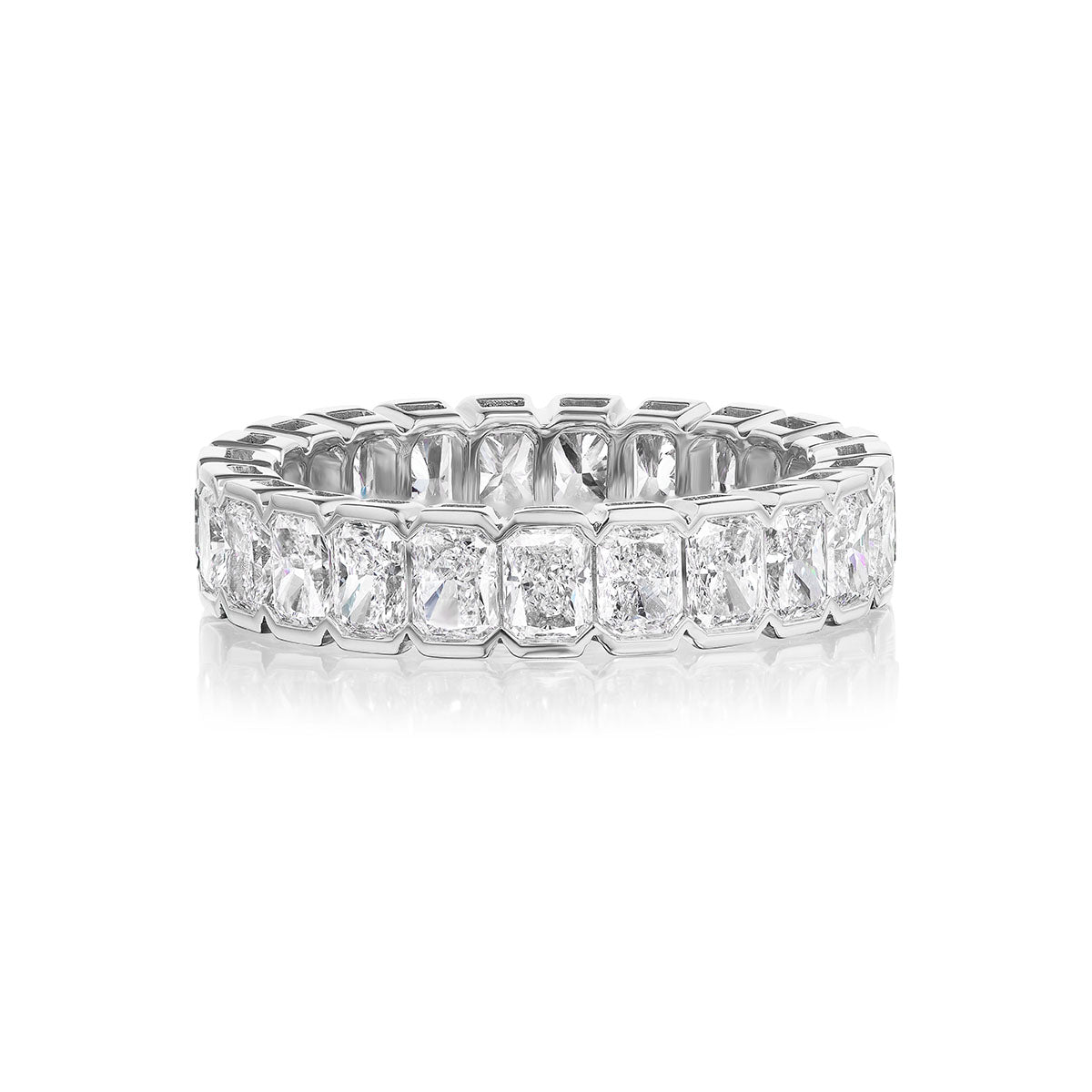 18K WHITE GOLD BEZEL ETERNITY RADIANT DIAMOND BAND - Jackson Hole Jewelry Company