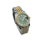 Rolex Datejust 36mm Olive Dial with Diamond IV & IX Fluted Bezel in Steel and Yellow Gold - Jackson Hole Jewelry Company